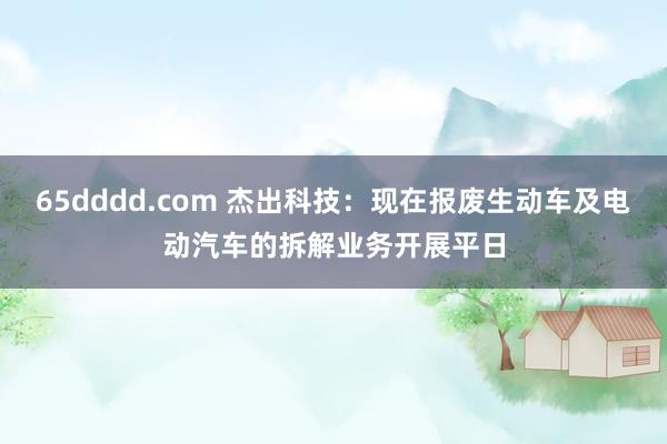 65dddd.com 杰出科技：现在报废生动车及电动汽车的拆解业务开展平日