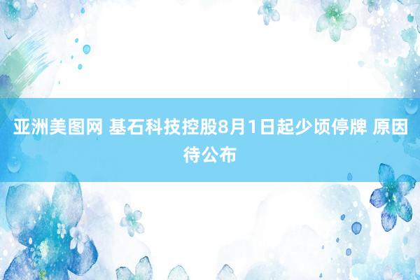 亚洲美图网 基石科技控股8月1日起少顷停牌 原因待公布