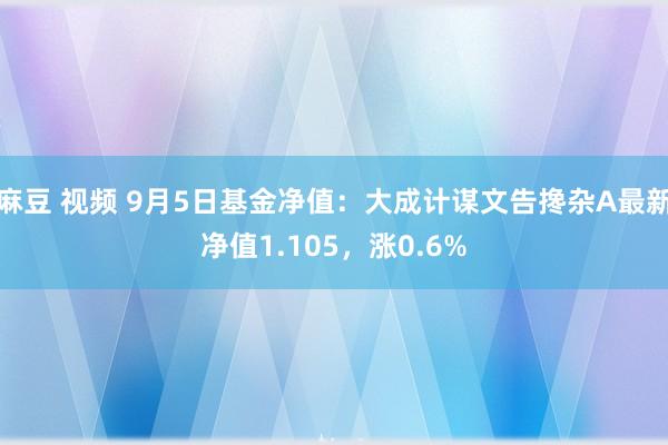 麻豆 视频 9月5日基金净值：大成计谋文告搀杂A最新净值1.105，涨0.6%