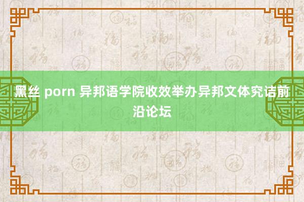 黑丝 porn 异邦语学院收效举办异邦文体究诘前沿论坛